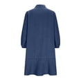 thumbnail image 4 of Puyaiuu Women's Denim Style Lapel Dress, 3/4 Sleeve V-Neck with Breast Pocket, Casual Loose Fit Shirtwaist Design for Daily Wear Gift, 4 of 9