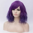 thumbnail image 3 of Unique Bargains Wigs for Women 14" Gradient Purple Curly Wig with Wig Cap, 3 of 6