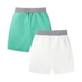 thumbnail image 2 of HILEELANG Toddler Boys'Shorts 2-Pack Chino Short Summer Cotton Casual Pants with Pockets White Green 2T, 2 of 5