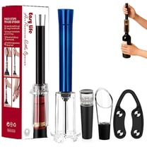 4-in-1 Wine Opening Set Wino on the Go Holiday Gift Set with Air Pressure Pump – Easy Cork Remover Corkscrew, Foil Cutter, Wine Pourer & Vacuum Stopper for Home Bar(Blue)