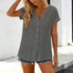 thumbnail image 3 of Camisetas de Manga Corta Extra Larga para las Mujeres con Cuello en V Botón Placa con Cuello Blusa de Túnica, Camisa de Manga Larga Azul Claro Mujeres, 3 of 8