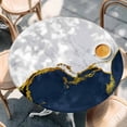 thumbnail image 2 of Navy Blue Gold Marble Round Tablecloth, Fitted Table Cover with Elastic for 45"-54" Round Tables, Modern Abstract Marble Crack Texture Table Cloth Outdoor Indoor Dinning Party Waterproof Tablecloths, 2 of 7