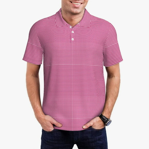 Bingfone Vichy pour Hommes POLO à Boutons, Chemises et T-shirts à Séchage Rapide pour l'Été, Adapté pour les Vacances et les Affaires-3TG