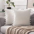 thumbnail image 1 of Funda de almohada con borlas de terciopelo Adepaton blanco MZQ-0653-5, 1 of 8