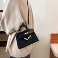 thumbnail image 2 of Bolso cuadrado pequeño portátil con cierre de textura, bolso de hombro clásico combinable para mujer, bolso de moda de PU, 2 of 6