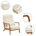 thumbnail image 2 of Hassch High Back Armchair Accent Linen Chair with Wood Armrest for Living Room, Off-White, 2 of 10