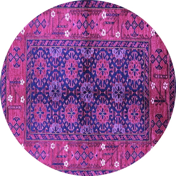 Ahgly Company Indoor Round Oriental Purple Industrial Area Rugs, 3' Round