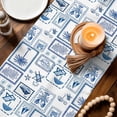 thumbnail image 3 of Tropical Plants Table Runner 90 Inches, Summer Coastal Blue Plaid Palm Trees Bed Runner Dresser Scarves Tabletop for Indoor Outdoor Parties/Ceremony/Banquet, 13" x 90", 3 of 9