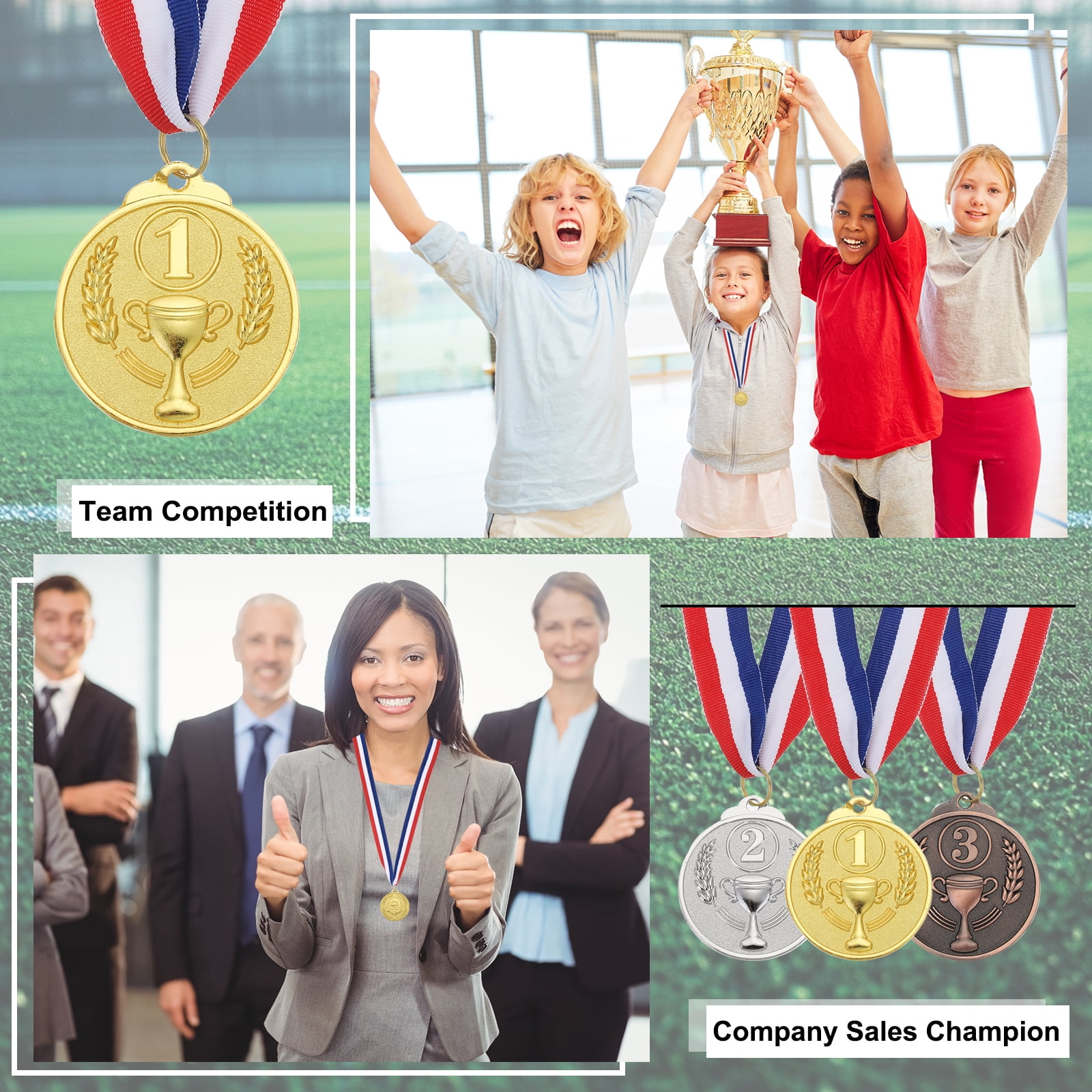 Uxcell Award Metals, Prize Medals Trophy Winner Medals with Neck Ribbon Multicolor