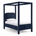 thumbnail image 1 of Bowery Hill Contemporary Navy Velvet Upholstered Twin Canopy Bed, 1 of 11