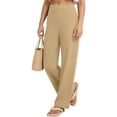 thumbnail image 5 of Linen Cotton Casual Pants For Women With Pockets Solid Weekend Wear Home Lounge Summer Casual Comfort Outdoor Walks Easy Movement Relaxed Workday And Weekend Outfits Khaki M, 5 of 8