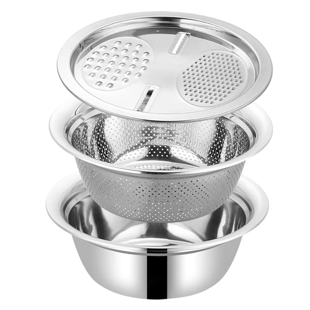 1 Set 3pcs Kitchenware Multipurpose Basin Kitchen Peeler Grater for Restaurant