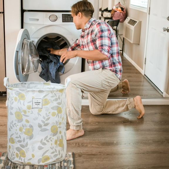 Latrodar Dirty Clothes Storage Basket, Life Organize Well-Made lding Laundry Basket Yellow 20x15.2 Inch Home Gadgets