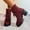 Wine, variant on Bnwani Womens Boots Fall Winter Fashion Toe Zipper Mid-Heel Thick Chunky High Ankle Versatile Casual Boot Black Size 5.5