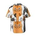 thumbnail image 6 of Lsque Funny Cats print Men's Cuban Collar Short Sleeve Shirt Summer Beachwear Casual Button Down Fashionable Vacation Leisure Shirt-Large, 6 of 7