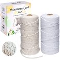 thumbnail image 1 of 2 rollos de cordón de algodón de 2 colores, cuerda de macramé natural de 3 mm con almacenamiento exquisito LingWen 9024715501684, 1 of 1
