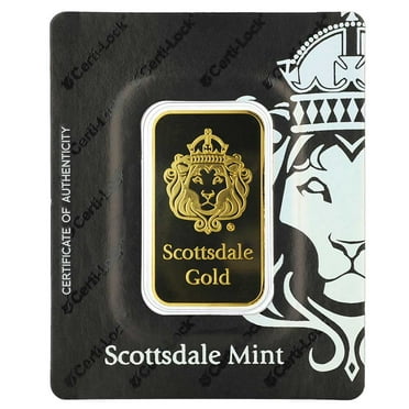 1 Troy oz Scottsdale Lion .9999 Fine Gold Bar in Assay