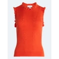 thumbnail image 6 of Free Assembly Women's Ruffle Trim Pointelle Sweater Shell, Lightweight, Sizes XS-XXL, 6 of 7