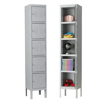 Fesbos Metal 5 Doors Employees Locker,Steel Storage Cabinet for School /Gym/ Home /Office/Room/Industrial Lockers(Grey)