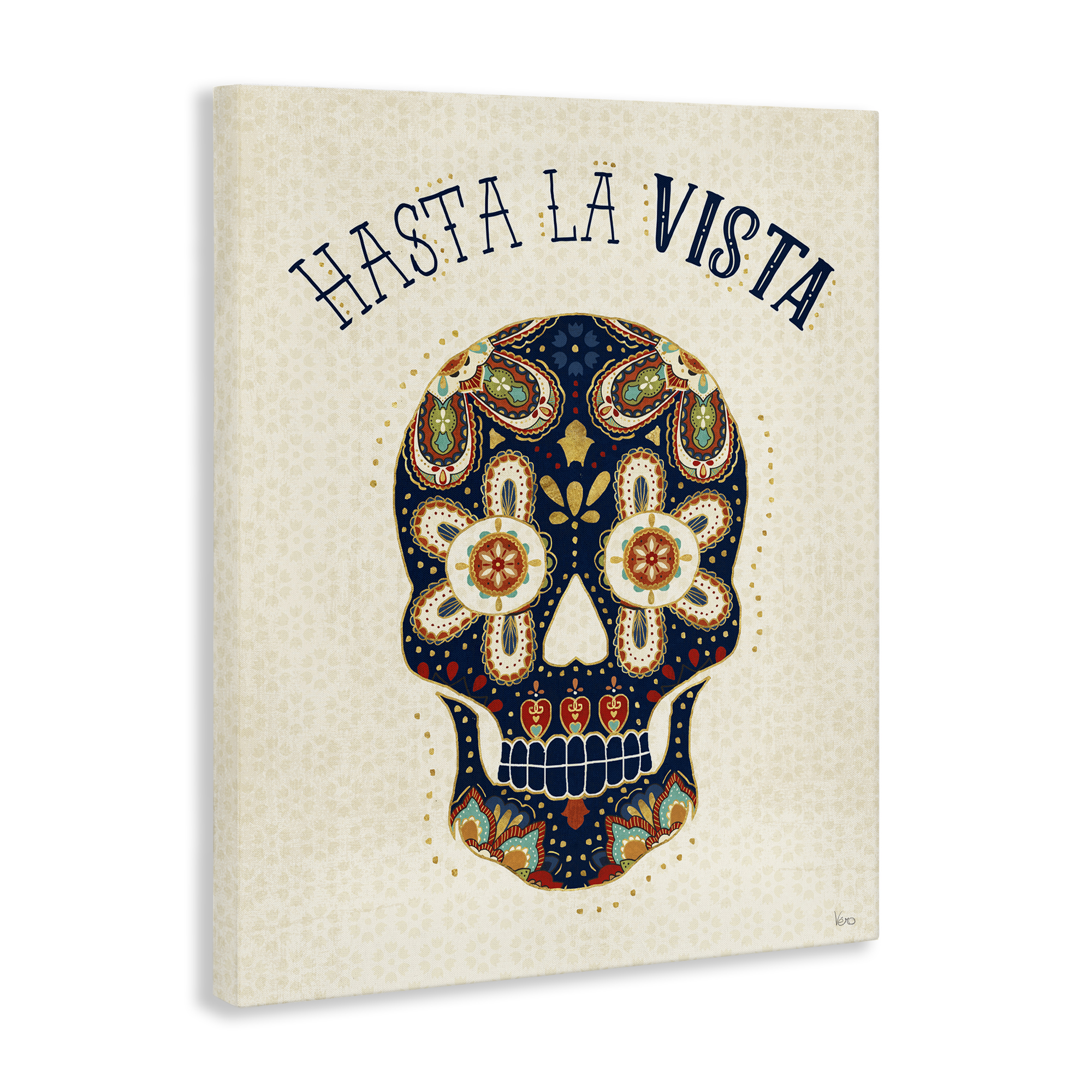 Stupell Industries Hasta la Vista Calavera Inspirational Quotes & Sayings Painting Wrapped Canvas Art Print Wall Art, 16 x 20