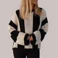 thumbnail image 1 of IMENGL Striped bell sleeve pullover sweater, Black M, Size M-XL, 1 of 5