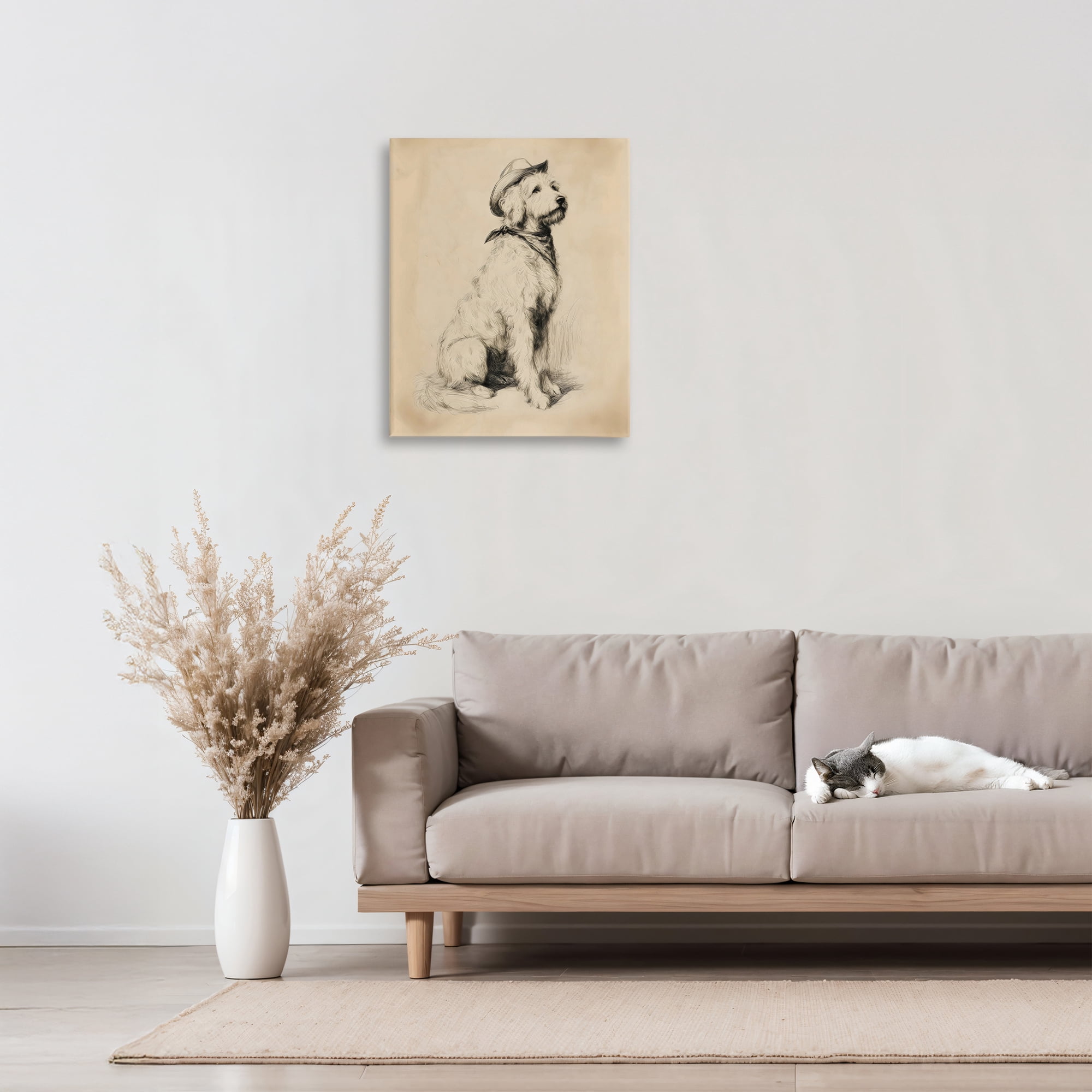 Stupell Industries Cowboy Goldendoodle Sketch Canvas Wall Art, design by Arlington Prints