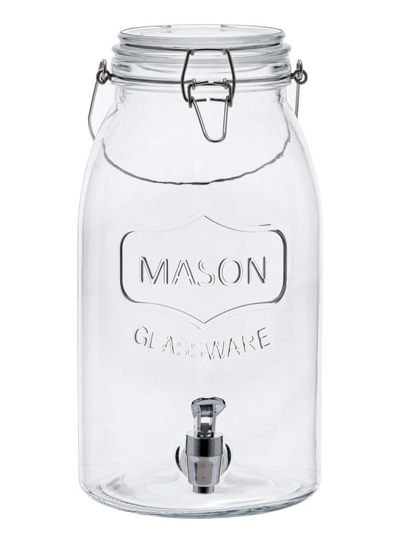 Mainstays Clear Glass Mason Sun Tea Beverage Dispenser Jar