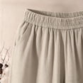 thumbnail image 4 of Women's Linen Blend Wide Leg Culottes Pants Elastic Waist with Gathered Pleats Breathable Loose Fit Mid-Length Trousers for Spring Summer Beige XL(XL), 4 of 5