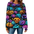thumbnail image 2 of Plus Size Women's Halloween Graphic Sweatshirts Crew Neck Long Sleeve Comfortable, 2 of 5