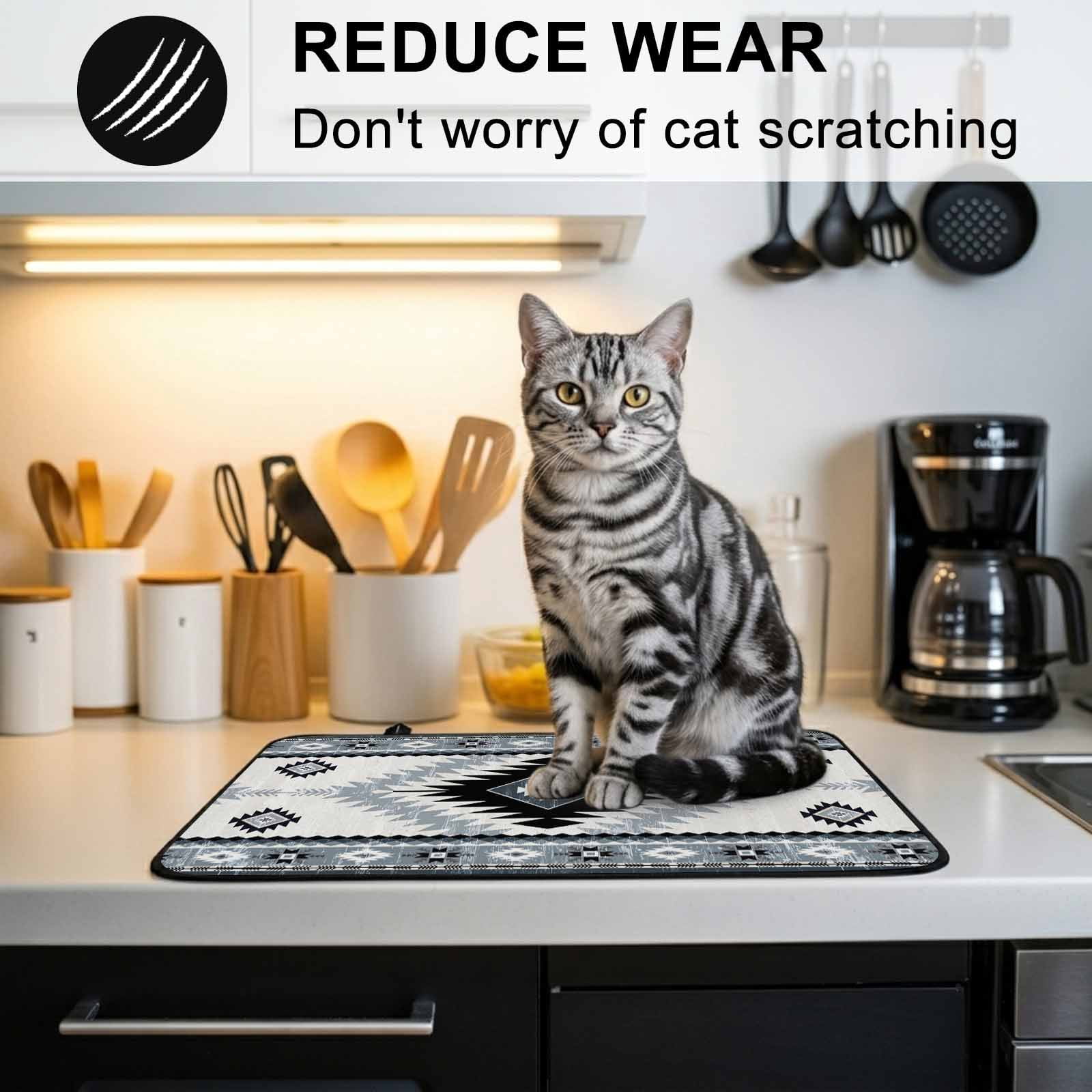 Brown Beige Boho Stove Top Cover for Electric Stove, Heat-proof & Non Slip Glass Top Stove Cover Protector, Southwestern Ethnic Abstract Geometric Kitchen Flat Cooktop Rubber Mat 24x21 Inches