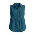 thumbnail image 7 of VBVC Women's V-Neck Sleeveless Peplum Blouse, Ladies' Collared Button Down Tank Top, Casual Breathable Summer Solid Shirt For Women,Blue,S-2XL, 7 of 7