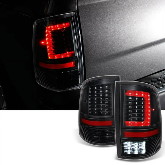 AKKON - For 2009-2018 DODGE RAM 1500 | 10-18 2500 | 3500 C-Shaped Black LED Tail Lights Left Right Side Replacement Pair Set