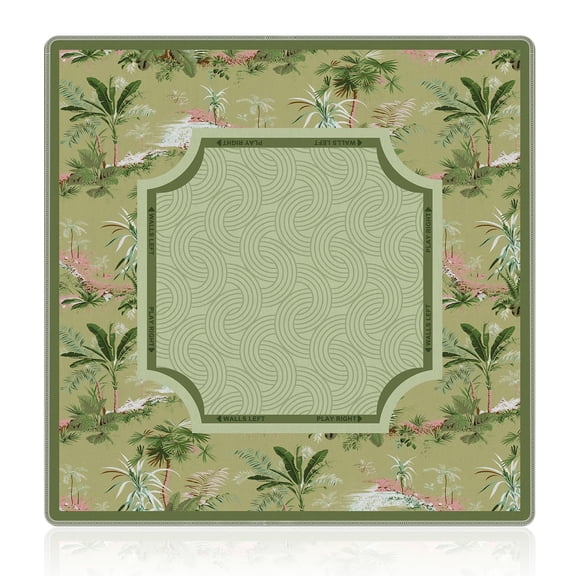 Green Tropical Mahjong Mat 31.5 x 31.5 in, Summer Tropical Palm Tree Anti-Slip Noise-Reducing Mahjong Mat for Table Board, Games Tile Games, Poker and Cards