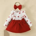 thumbnail image 2 of Odeerbi 6M-3Y Niñas Día de San Valentín Con Diadema Conjunto de Manga Larga Vestido de Algodón Cuello Redondo Vestido de Lazo Dos Piezas Set, 2 of 7