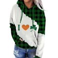 thumbnail image 3 of Sudadera con capucha con cordón para el día de San Patricio para mujer, sudadera con capucha de trébol estampada de manga larga para mujer, 3 of 5