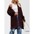 thumbnail image 6 of Long Cardigan Sweaters for Women Fall Trendy Oversized Open Front Winter Coat Wine Red L, 6 of 9