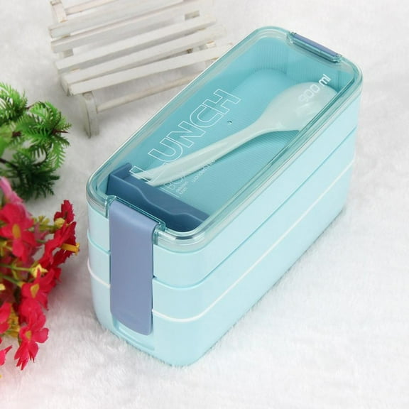 Jubipavy 900ml Portable 3 Layer Bento Oven Lunch Box Microwave Food Storage Home Saving