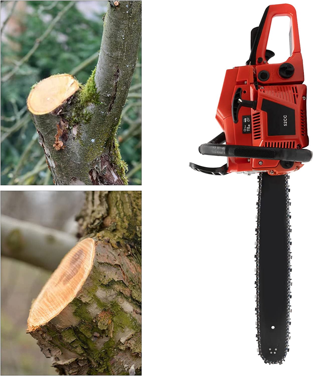 Miumaeov 52CC Gas Chainsaws 2 Stroke Chainsaw with 20" Guide Chain 2.2Kw Hand Pull Start Petrol Gasoline Chain Saw for Wood Cutting Light Felling Limbing