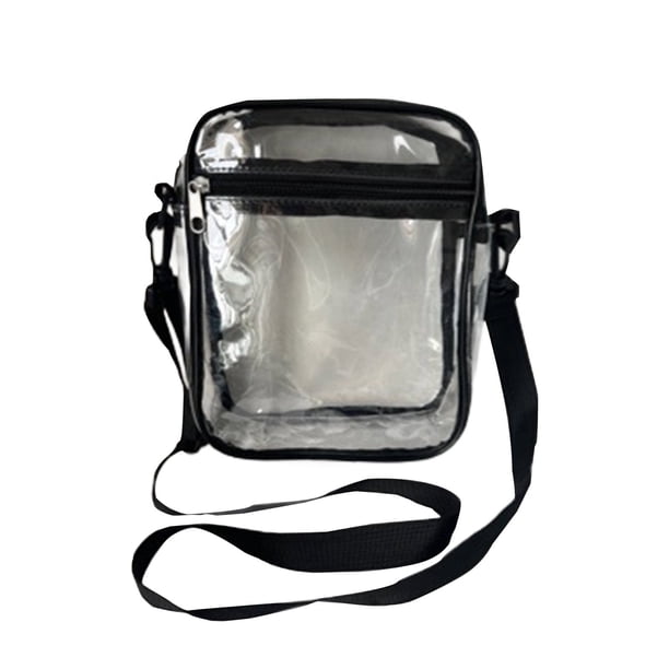 Bolso Bandolera Mochila transparente para estadios y eventos. Bolsa transparente multibolsillos con cremalleras resistentes para deportes, conciertos y actividades de playa. Pieza única. Rkxzt