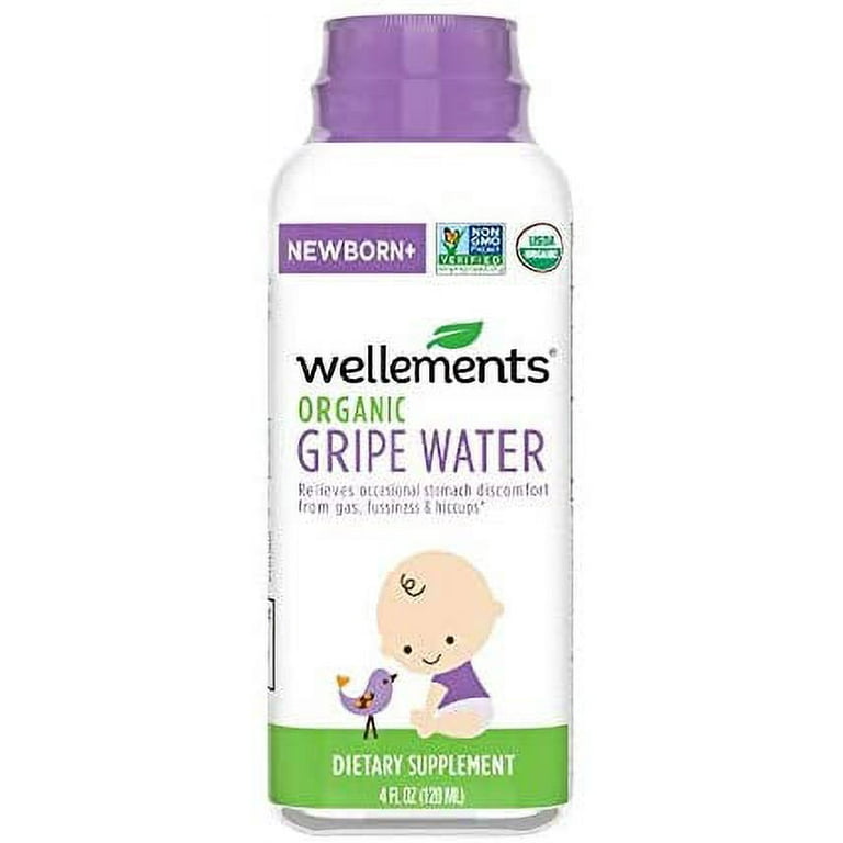 Wellements Organic Gripe Water for Tummy, 4 Fl Oz, Pediatrician Recommended  to Ease Infant Stomach Discomfort and Gas