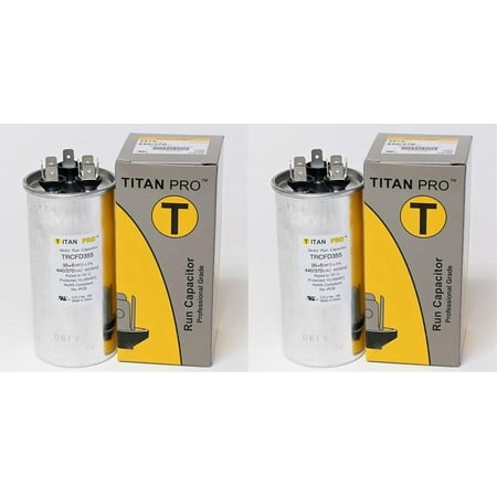 2 Pack Pro TRCFD355 35/5 MFD 35 +5 HVAC Round Dual Motor Run Capacitor. 440/370 V for A/C Central AIR Conditioner Packard, GRAY