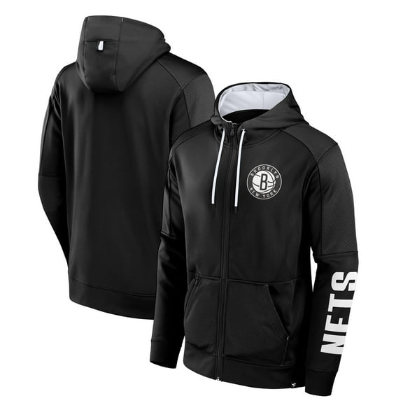 Men's Fanatics  Black Brooklyn Nets Baller Defender Performance Full-Zip Hoodie