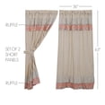 thumbnail image 2 of VHC Brands Kaila Country Cottage Ruffled Gold Ticking Stripe Curtain Short Panel Set 63x36, 2 of 10