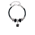 thumbnail image 2 of Delight Jewelry Silvertone Small Black Paw Grandmother Celtic Knot Leather Bead Bracelet, 7"+2" Extender, 2 of 4
