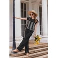 thumbnail image 4 of EKOUAER Pajama Set for Women 2 Piece Outfits Knit Sweater Sets Striped Top Wide Leg Long Pants Matching, 4 of 6