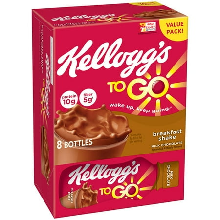 Kellogg's To Go Milk Chocolate Breakfast Shakes, 10 oz, 8 ct