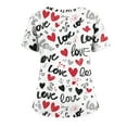 thumbnail image 4 of Valentine's Day Womens Scrub Top Stretchy Vneck Short Sleeve Cute Heart Printed Shirts Valentine's Day Nurse Uniforms Split Hem Workwear Tops with Pockets, 4 of 4