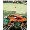thumbnail image 3 of Outdoor Tablecloth with Umbrella Hole Zipper Burnt Orange Flower Round Tablecloth 54" Waterproof Outside Table Cloth Vintage Botanical Floral Patio Table Cover Tablecloths for Picnic Party, 3 of 8