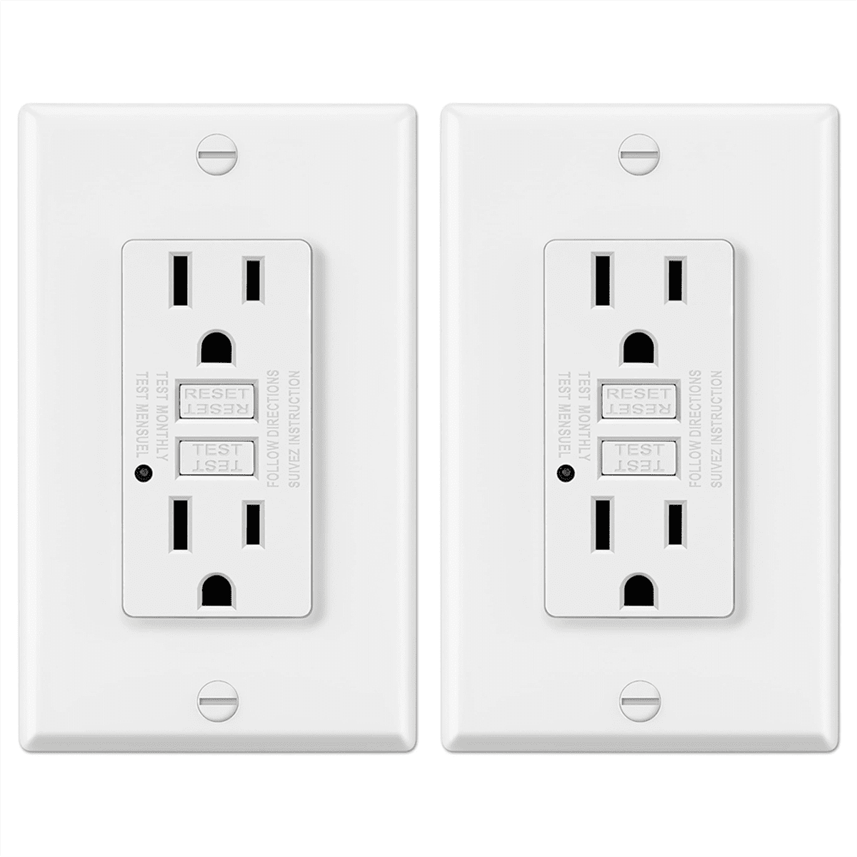 ELECTECK 15 Amp GFCI Outlets, 10-Pack With LED Indicator & Wall Plate - Tamper Resistant, ETL Listed, Ultra Slim Design