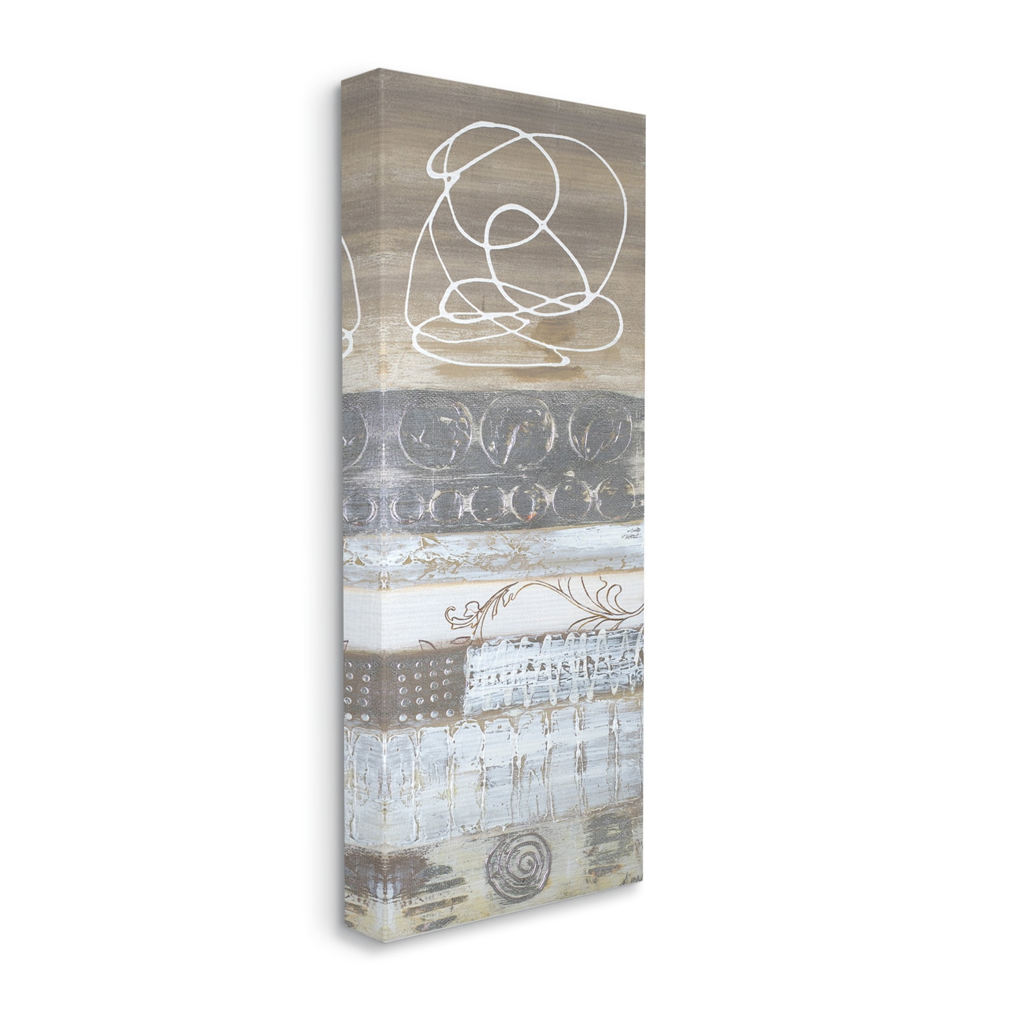 Stupell Industries Artistic Layers Abstract Pattern Stitching Circular Line Doodle ,10 x 24, Design by Gina Ritter